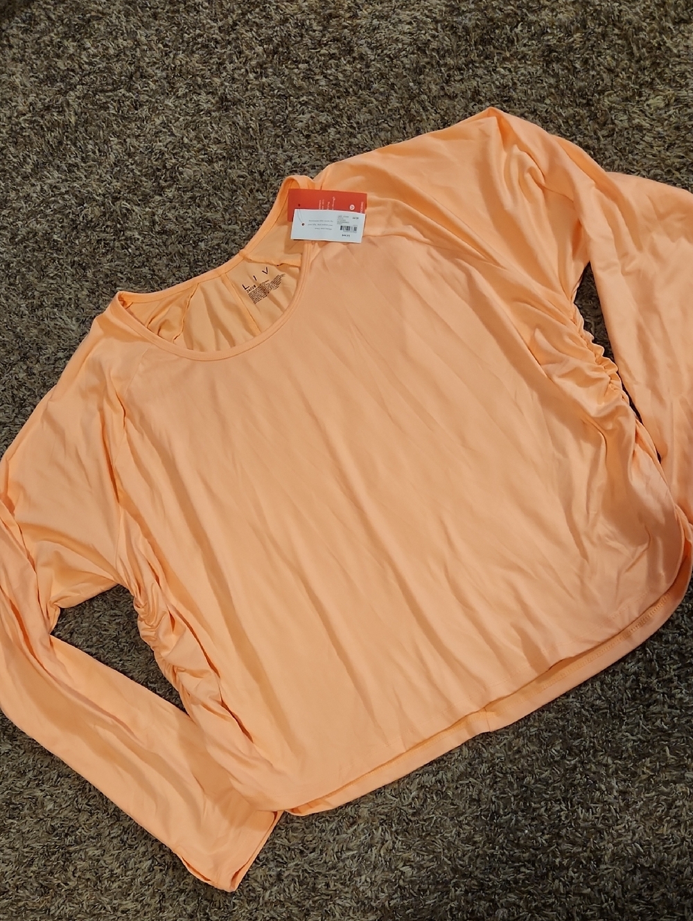 Livi Active Lightweight Long-Sleeve Scoop Neck Top - Peach